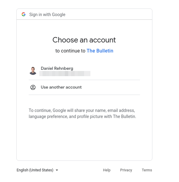 Google login consent